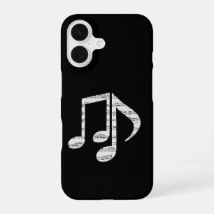 Coque iPhone 16 Étui de téléphone à notes de musique noir et blanc