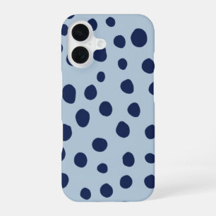 Coque iPhone 16 Étui de téléphone à pois bleus minimal Esthétiqu