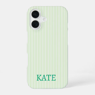 Coque iPhone 16 Étui de téléphone à rayures verticales Mint