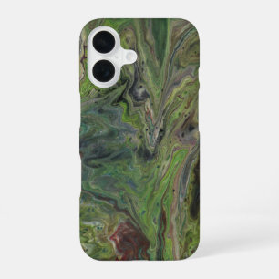 Coque iPhone 16 Étui de téléphone abstrait vert foncé suspendu