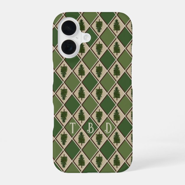 Coque iPhone 16 Étui de téléphone Arbre à pin et Arlequin (Verso)