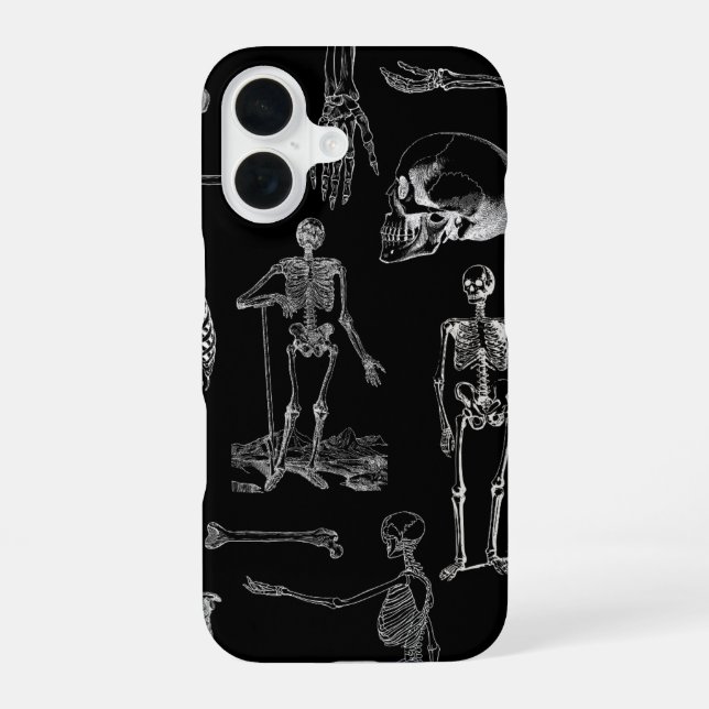 Coque iPhone 16 Étui de téléphone avec illustration de squelette v (Verso)