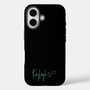 Coque iPhone 16 Étui de téléphone avec nom en écriture noire et me