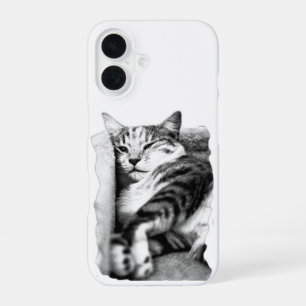 Coque iPhone 16 Étui de téléphone avec portrait de chat tabby cosy