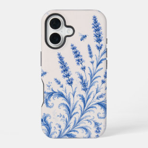 Coque iPhone 16 Étui de téléphone bleu à décor de chinoiserie abei