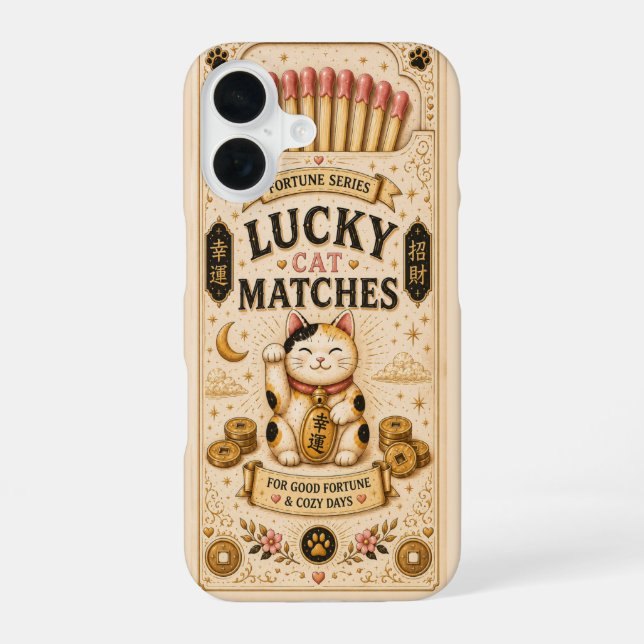 Coque iPhone 16 Étui de téléphone chat Maneki Neko Lucky Matches  (Verso)