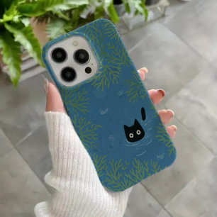 Coque iPhone 16 Étui de téléphone chat noir drôle