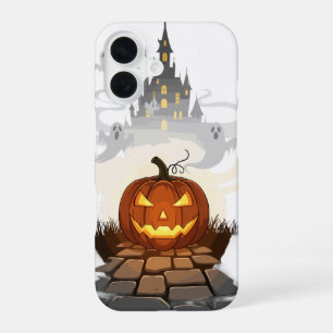Coque iPhone 16 Étui de téléphone Château Hanté Jack O Lantern Hal
