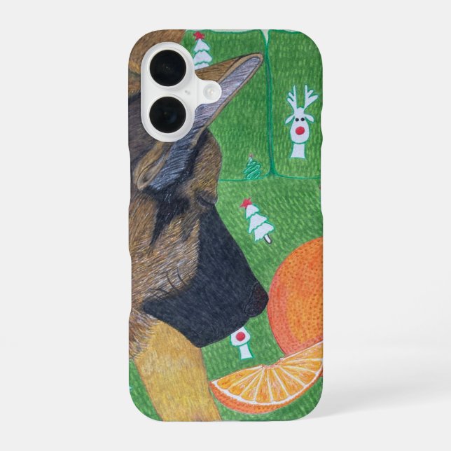 Coque iPhone 16 Étui de téléphone chien et orange (Verso)