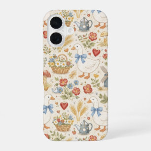 Coque iPhone 16 Étui de téléphone Cottagecore à l'oie vintage 