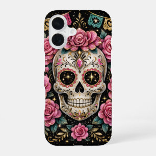 Coque iPhone 16 Étui de téléphone Crâne en Sucre Glam – Dia de los