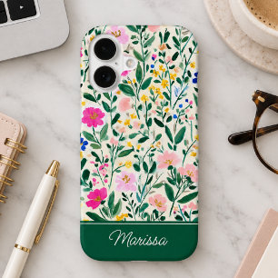 Coque iPhone 16 Étui de téléphone de jardin floral coloré personna