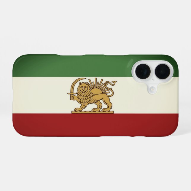 Coque iPhone 16 Étui de téléphone du drapeau Lion et Soleil (Verso Horizontal)