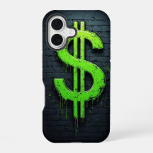 Étui de téléphone en forme de signe dollar graffit