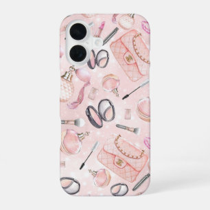 Coque iPhone 16 Étui de téléphone en maquillage glamour rose vif