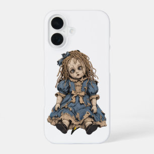 Coque iPhone 16 Étui de téléphone en porcelaine fêlée effrayant -