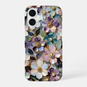 Coque iPhone 16 Étui de téléphone en verre teinté floral pastel Él