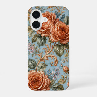 Coque iPhone 16 Étui de téléphone floral botanique vintage Copper