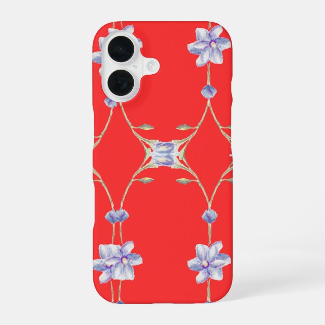 Coque iPhone 16 Étui de téléphone floral rouge (Verso)