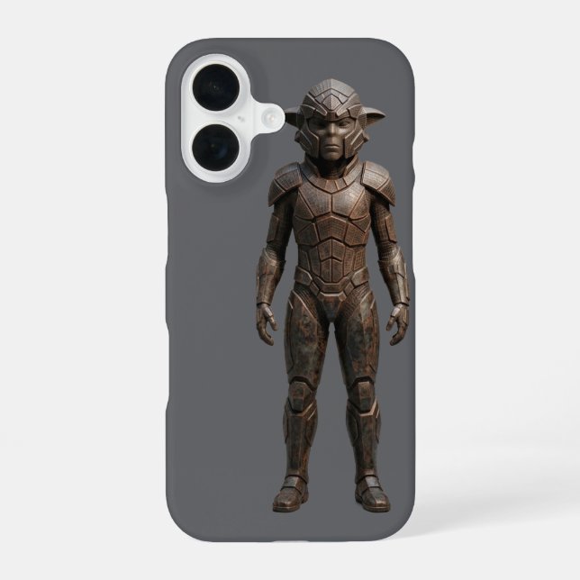 Coque iPhone 16 Étui de téléphone Guerrier Alien 3D Sci-Fi (Verso)