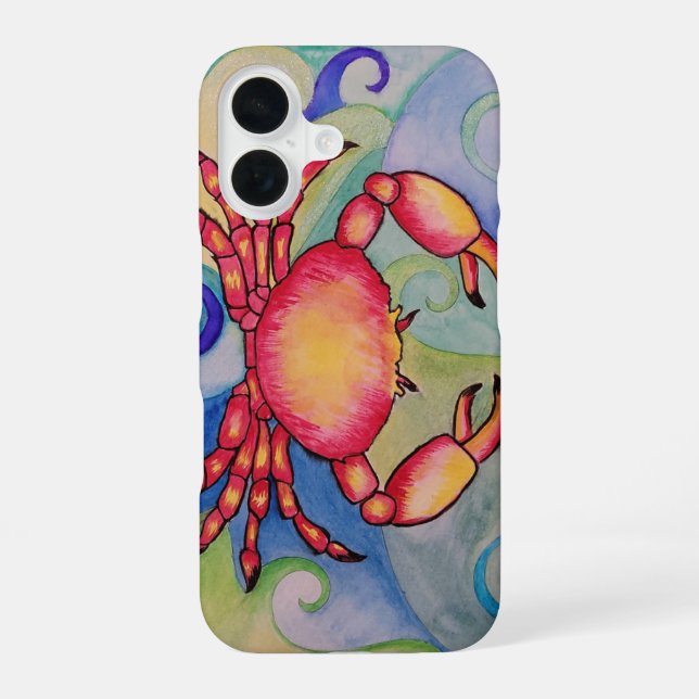 Coque iPhone 16 Étui de téléphone Happy Crab (Verso)