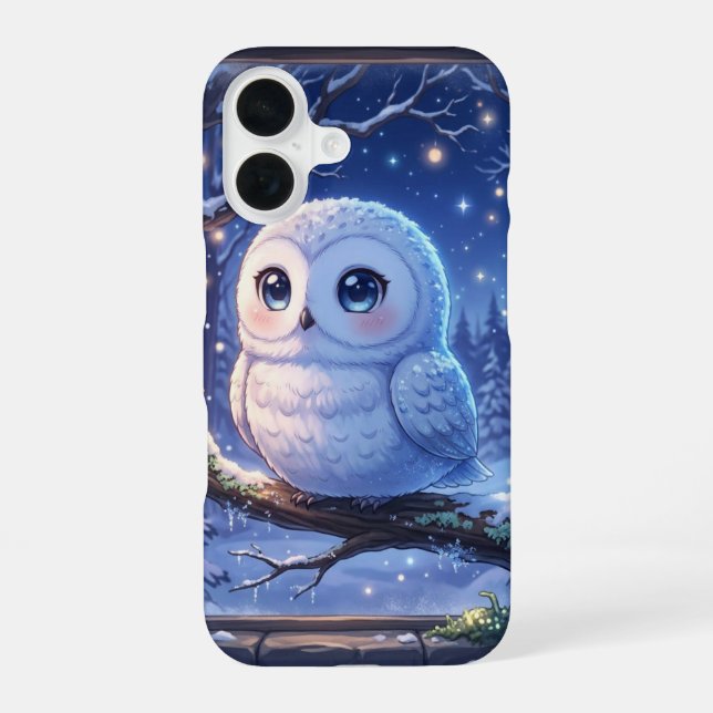 Coque iPhone 16 Étui de téléphone Hiver Chouette neigeuse Mignon (Verso)