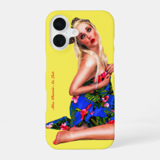Coque iPhone 16 Étui de téléphone jaune Fille de plage tropicale R