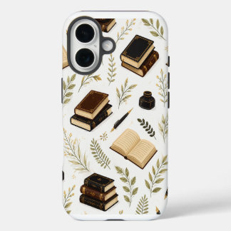 Coque iPhone 16 Étui de téléphone Livres Dark Academia - Bibliothè