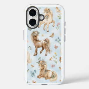 Coque iPhone 16 Étui de téléphone Miniature de Poney Floral
