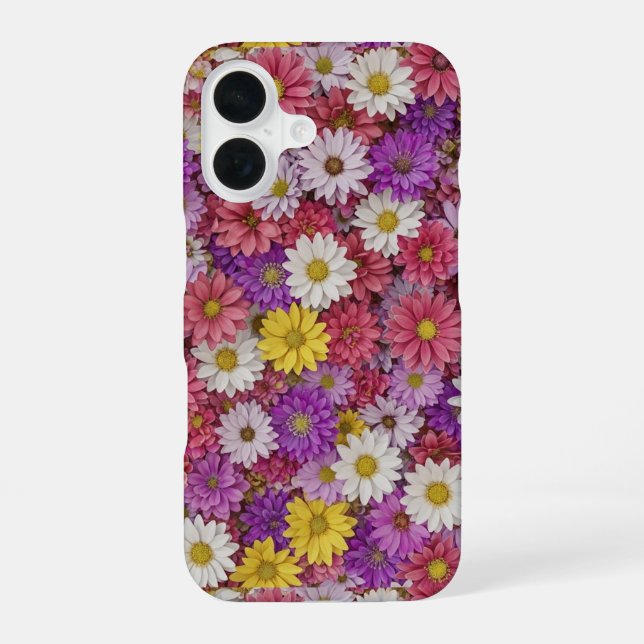 Coque iPhone 16 Étui de téléphone mural floral 3D (Verso)
