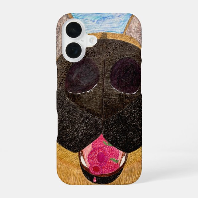 Coque iPhone 16 Étui de téléphone nez de chien et framboise (Verso)