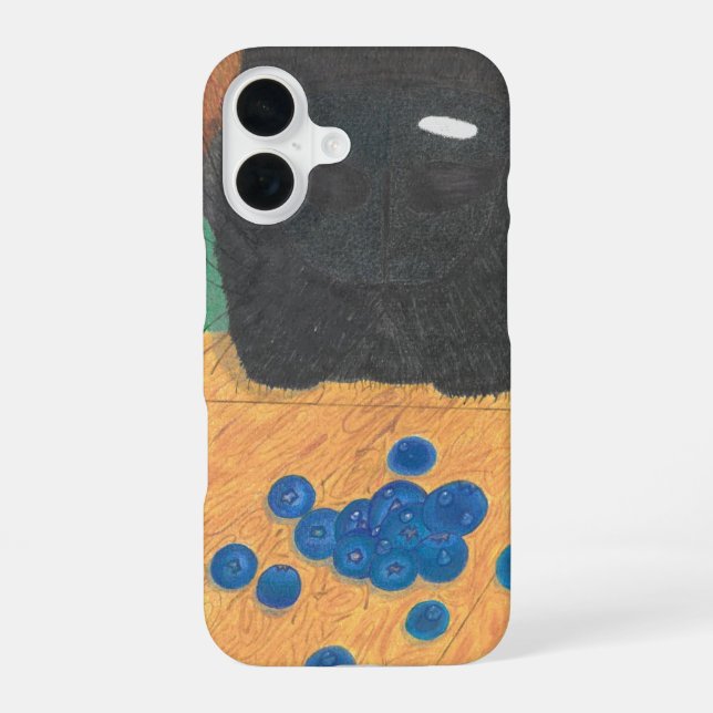 Coque iPhone 16 Étui de téléphone nez de chien et myrtille (Verso)