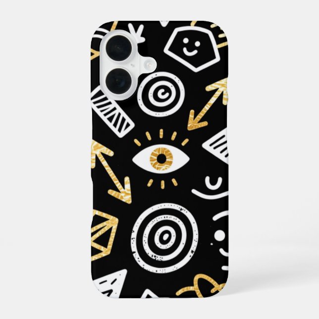 Coque iPhone 16 Étui de téléphone noir mat tendance (Verso)