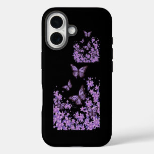 Coque iPhone 16 Étui de téléphone Papillon Violet Esthétique