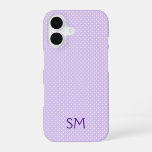 Coque iPhone 16 Étui de téléphone personnalisé à pois lavande