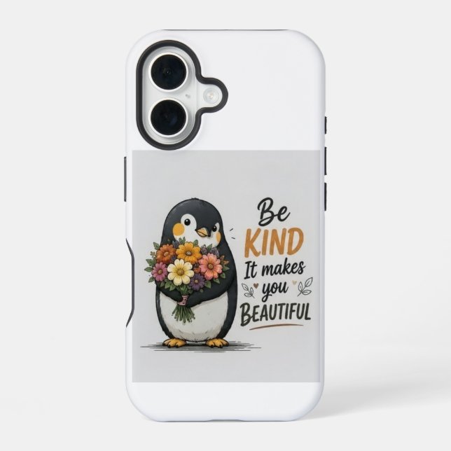 Coque iPhone 16 Étui de téléphone pingouin sois gentil | Pingouin  (Verso)