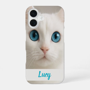 Coque iPhone 16 Étui de téléphone pour chat blanc personnalisé ave