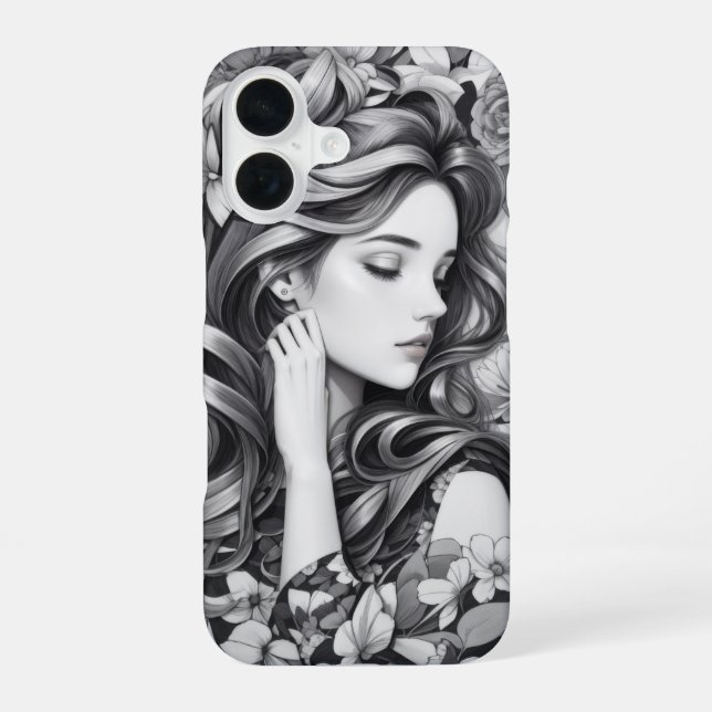 Coque iPhone 16 Étui de téléphone pour femme endormie (Verso)