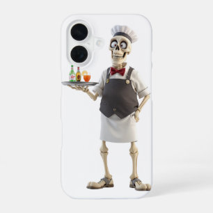 Coque iPhone 16 Étui de téléphone pour serveur squelette de chef d