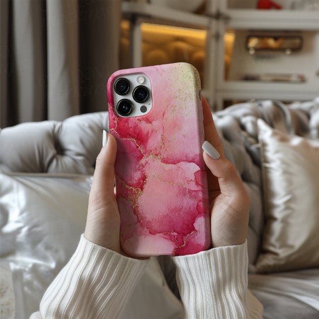 Coque iPhone 16 Étui de téléphone Rose Bloom – Aquarelle rose et o (Créateur téléchargé)