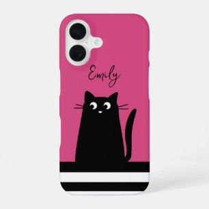 Coque iPhone 16 Étui de téléphone Rose Kitty Nom Personnalisé