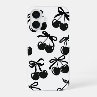 Coque iPhone 16 Étui de téléphone Ruban Noir et Cerise – Élégant e