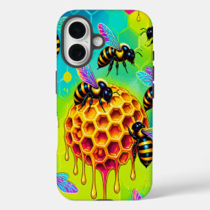 Coque iPhone 16 Étui de téléphone vibrant en forme d'abeille à mie