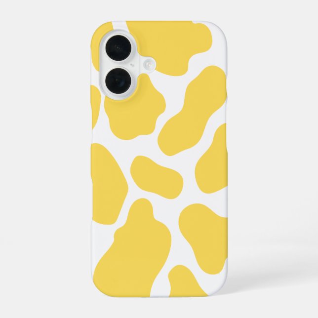 Coque iPhone 16 Étui iPhone 16 à impression vache jaune et blanc (Verso)