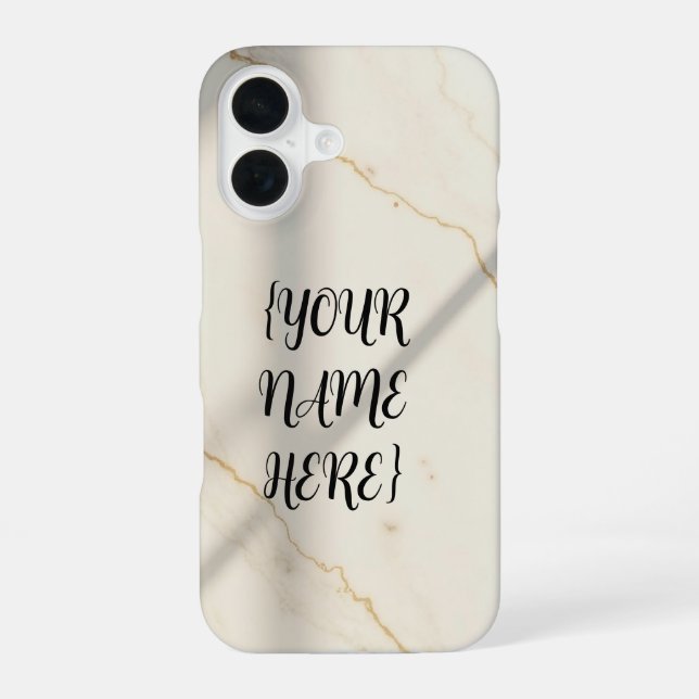 Coque iPhone 16 Étui iPhone 16 ajusté en marbre crémeux avec monog (Verso)