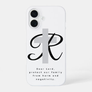 Coque iPhone 16 Étui iPhone 16 avec croix religieuse et prière
