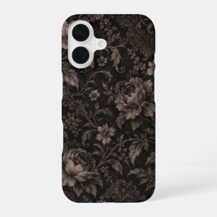 Coque iPhone 16 Étui iPhone 16 Fleuris Vintage Sombre – Botanique