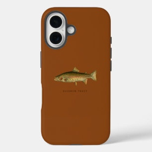 Coque iPhone 16 Étui iPhone 16 Marron Selle Truite Arc-en-ciel