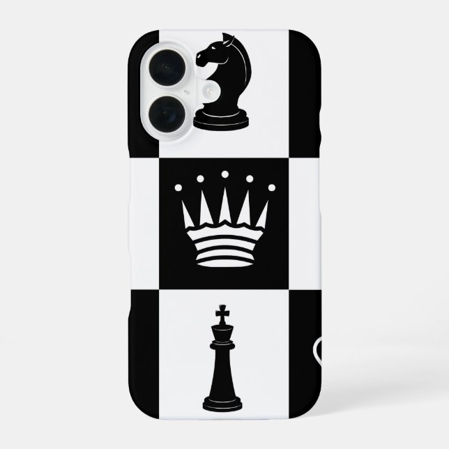 Coque iPhone 16 Étui iPhone 16 Pièces d'Échecs Classiques (Verso)