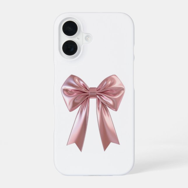 Coque iPhone 16 Étui iPhone 16 Ruban en Satin Métallisé Rose Chic (Verso)